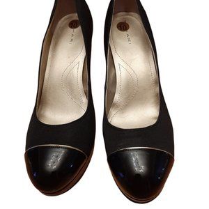Tahari Black Fabric and Patent Leather (Laurie) Heels - Size 10M